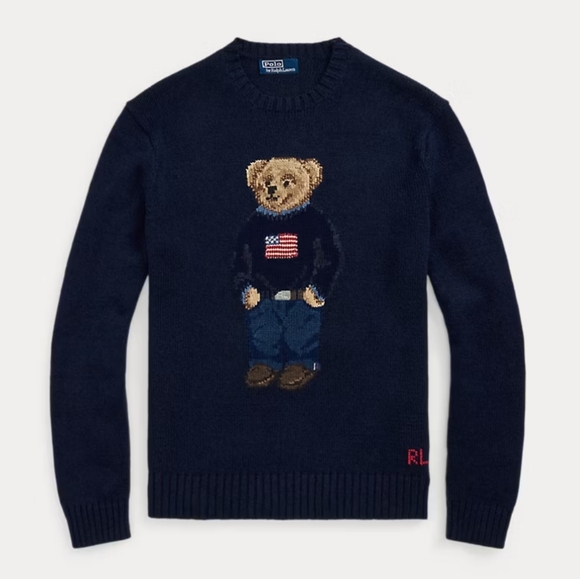 Polo Ralph Lauren | Iconic Classic Bear Crewneck Sweater Large Navy Unisex - Picture 2 of 16